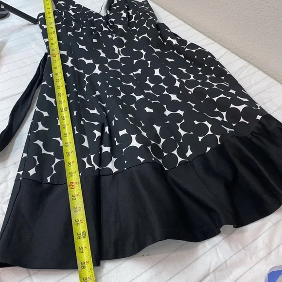 NINE WEST Womens Dress Sz 4Navy and White Polka DOts Career V Neck Fit & Flare - Picture 10 of 11